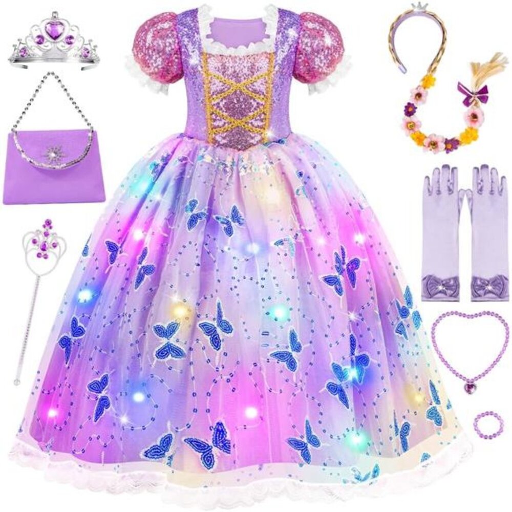 Kids Purple Princess Sofia Dresses Light Up Princess Halloween Costume for Girls